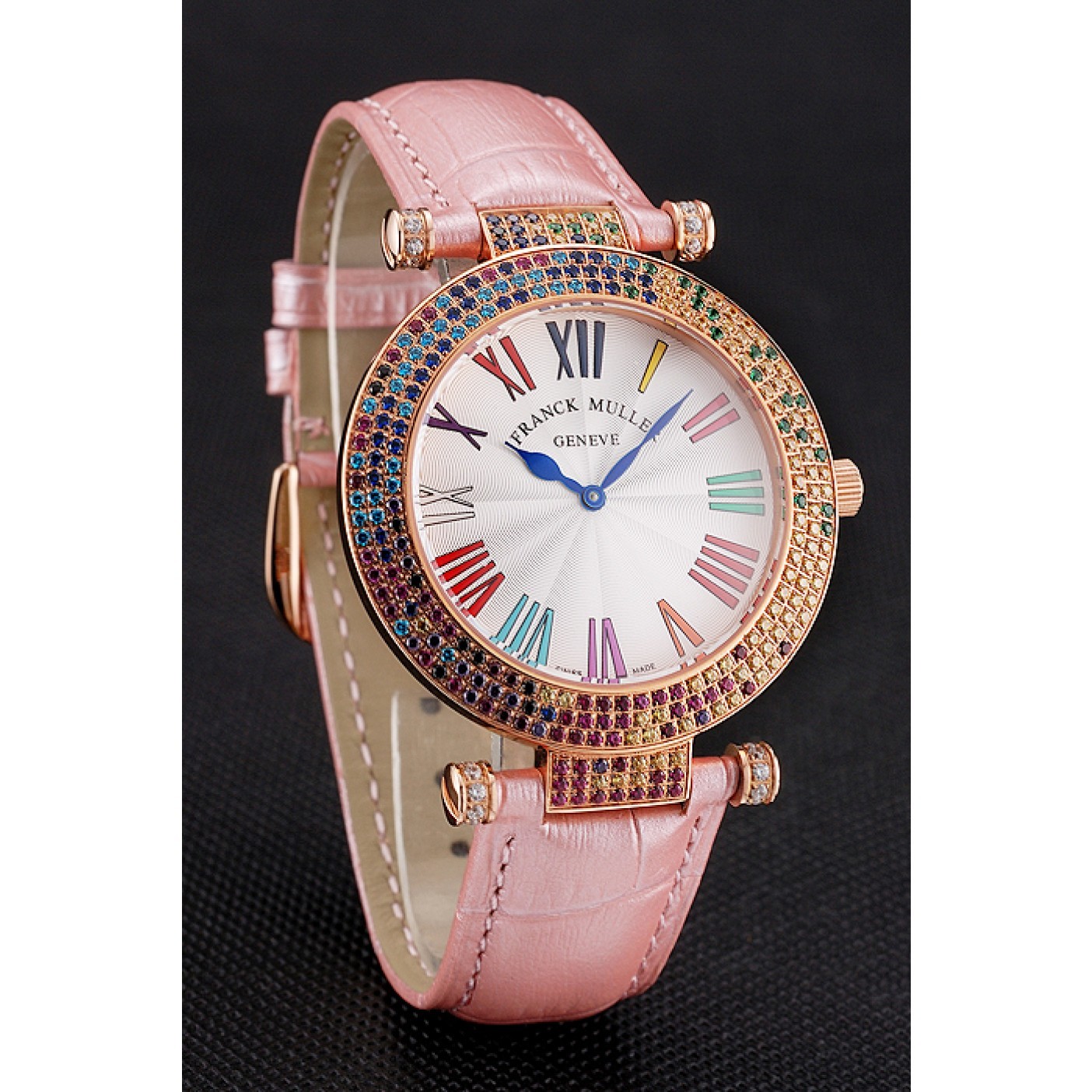 Franck Muller Double Mistery 4 Saisons White Dial Rose Gold Case Light Pink Leather Strap