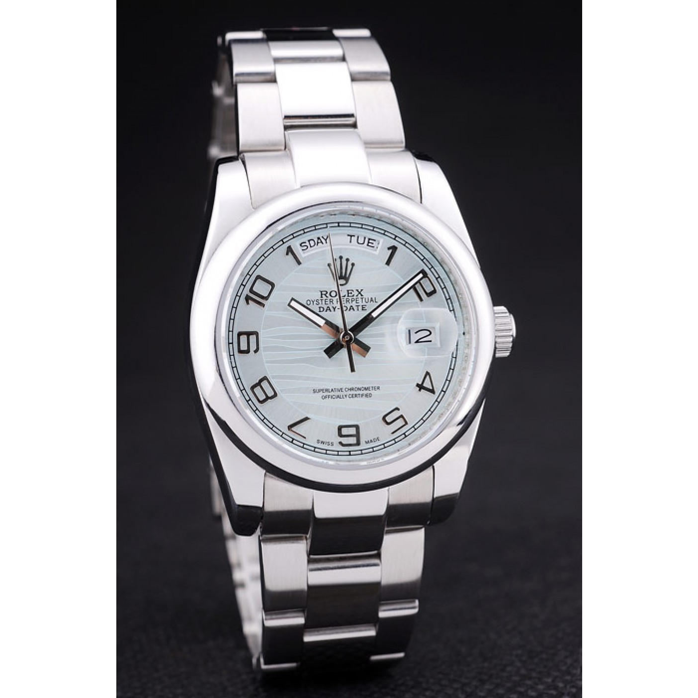 RepTime Watches Rolex DayDate Polished Silver Bezel White Dial 7470