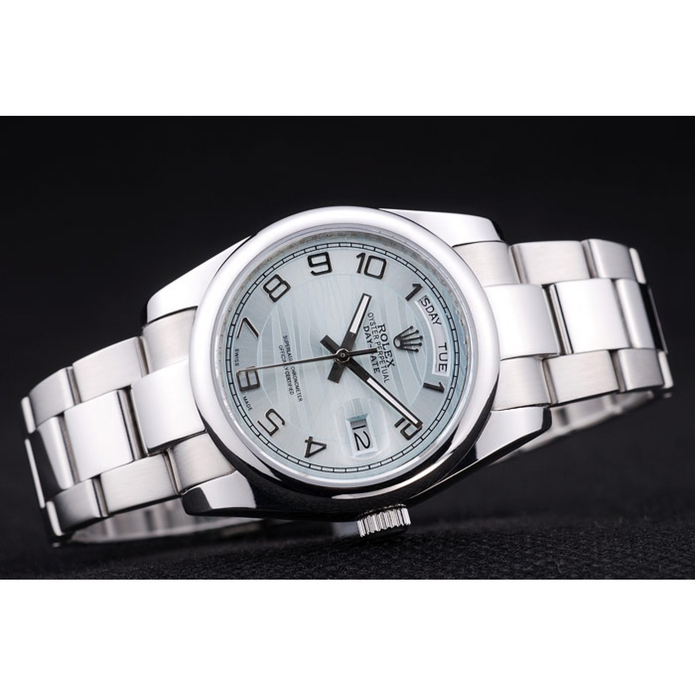 RepTime Watches Rolex DayDate Polished Silver Bezel White Dial 7470