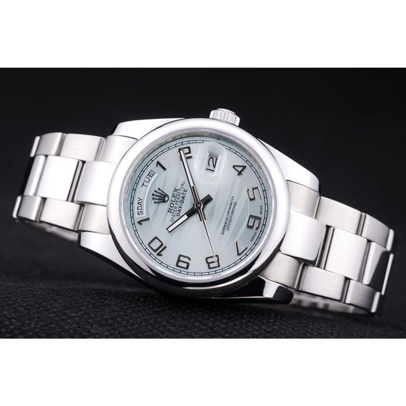 RepTime Watches Rolex DayDate Polished Silver Bezel White Dial 7470