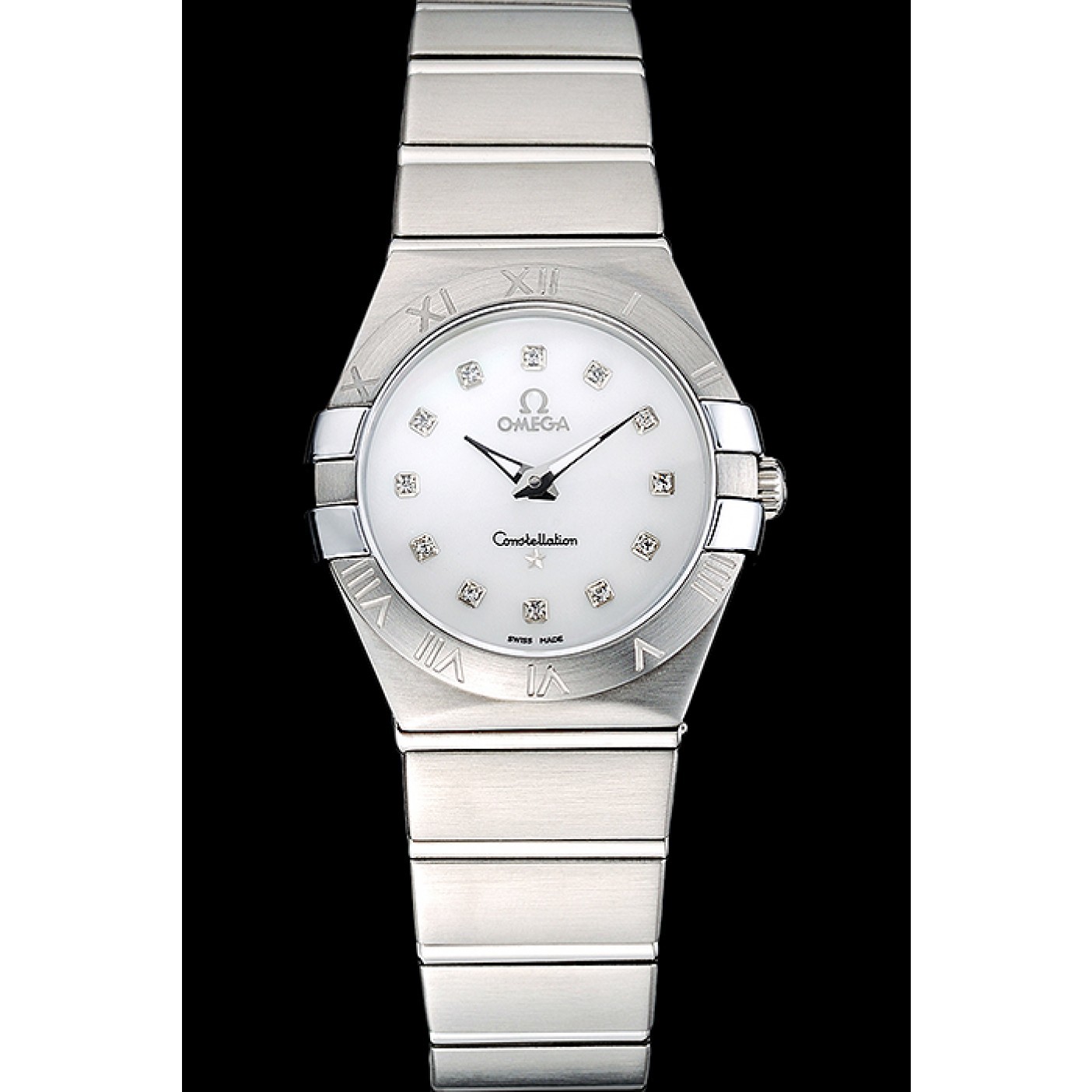 Swiss Lady Omega Constellation Stainless Steel Bracelet Silver Dial 80290