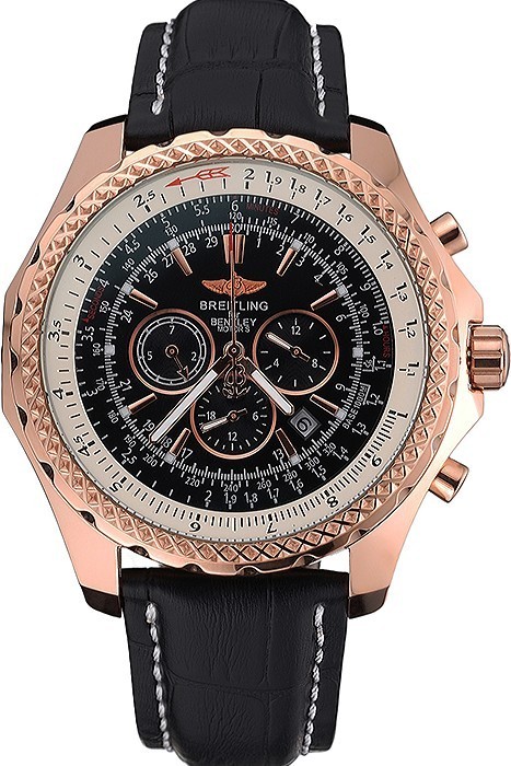 Breitling Bentley Motors Speed Gold Case Black Dial Black Leather Bracelet 622232