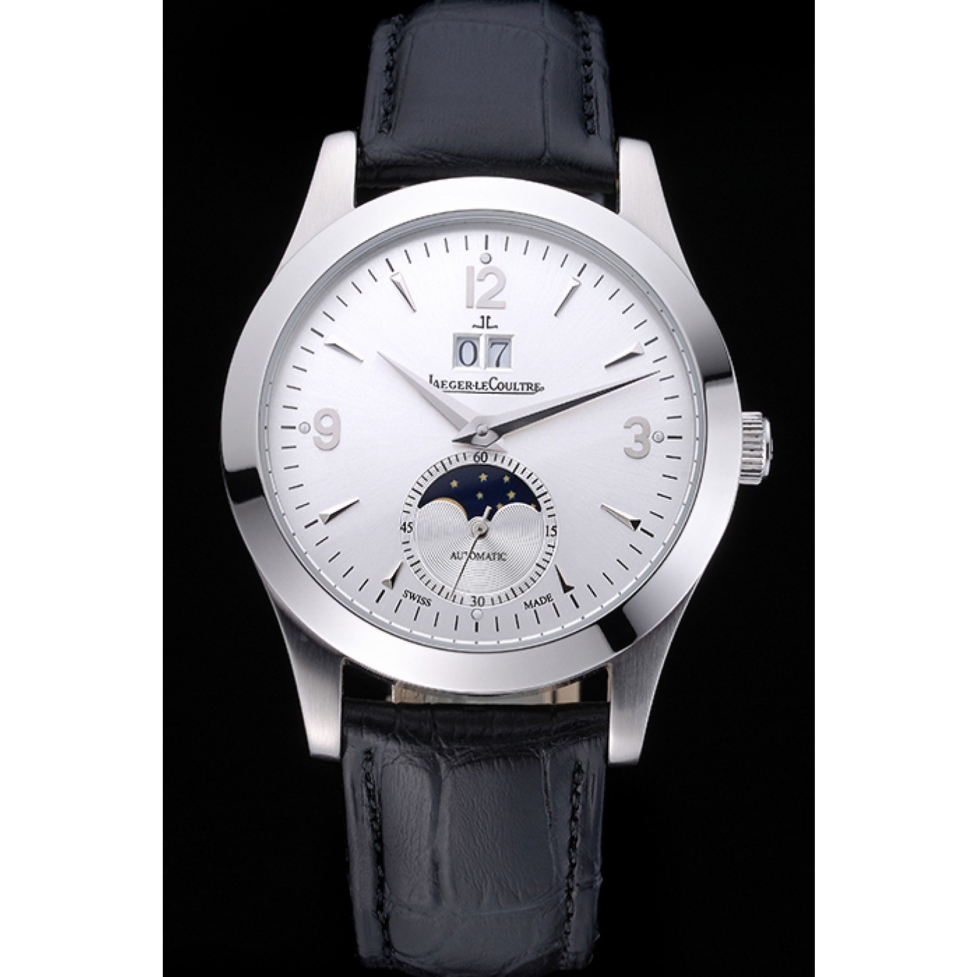 Jaeger LeCoultre Rendez-Vous Night And Day White Dial Black Leather Bracelet 622082