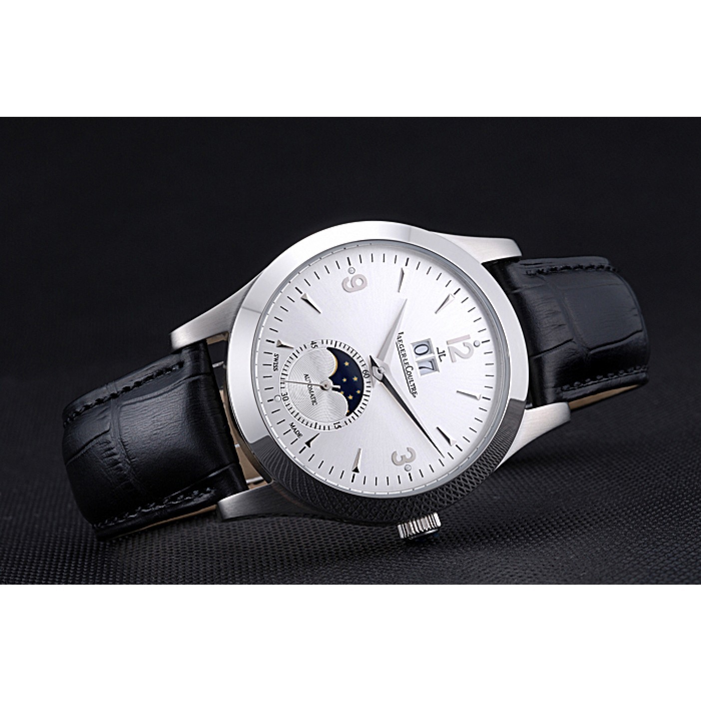 Jaeger LeCoultre Rendez-Vous Night And Day White Dial Black Leather Bracelet 622082