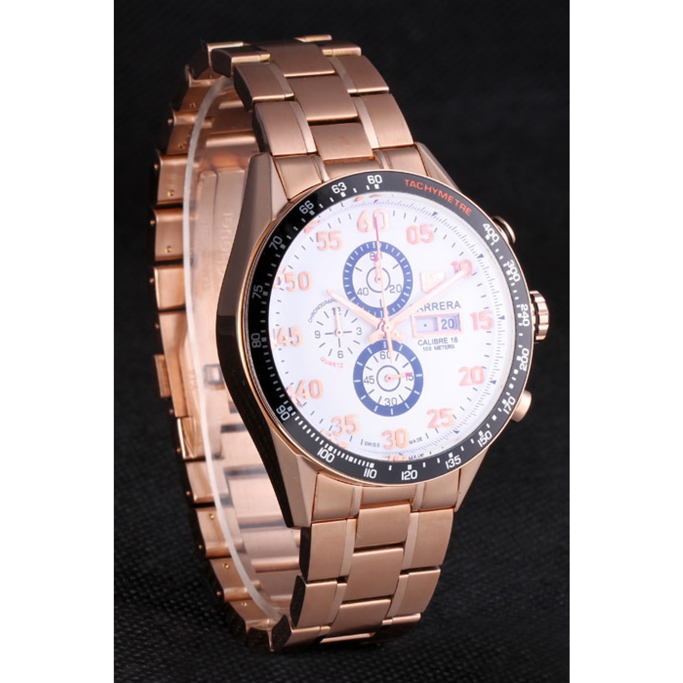 Tag Heuer Carrera Rose Gold Bracelet White Dial 801442