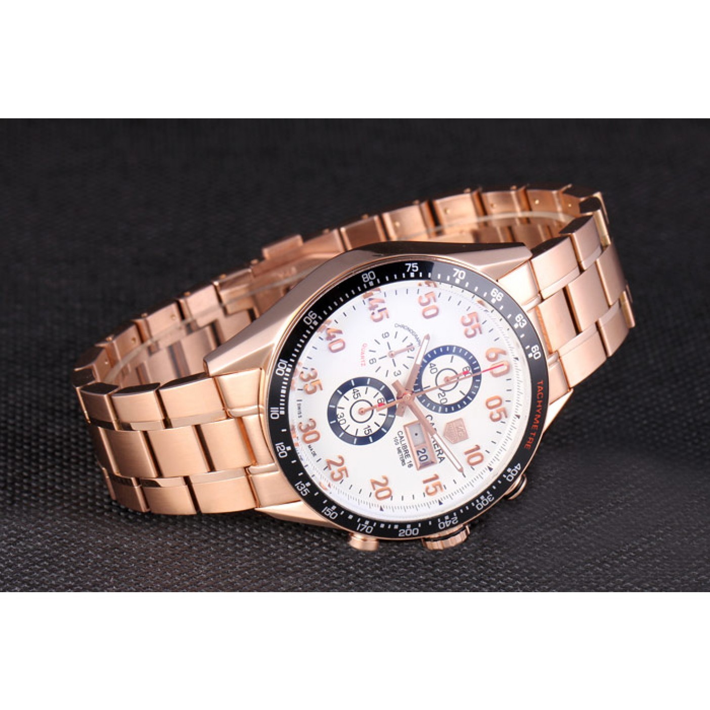 Tag Heuer Carrera Rose Gold Bracelet White Dial 801442