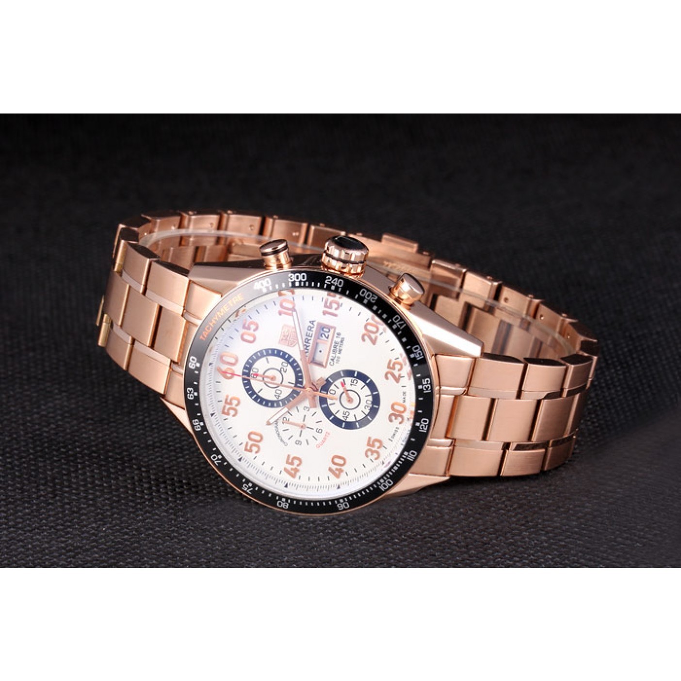 Tag Heuer Carrera Rose Gold Bracelet White Dial 801442