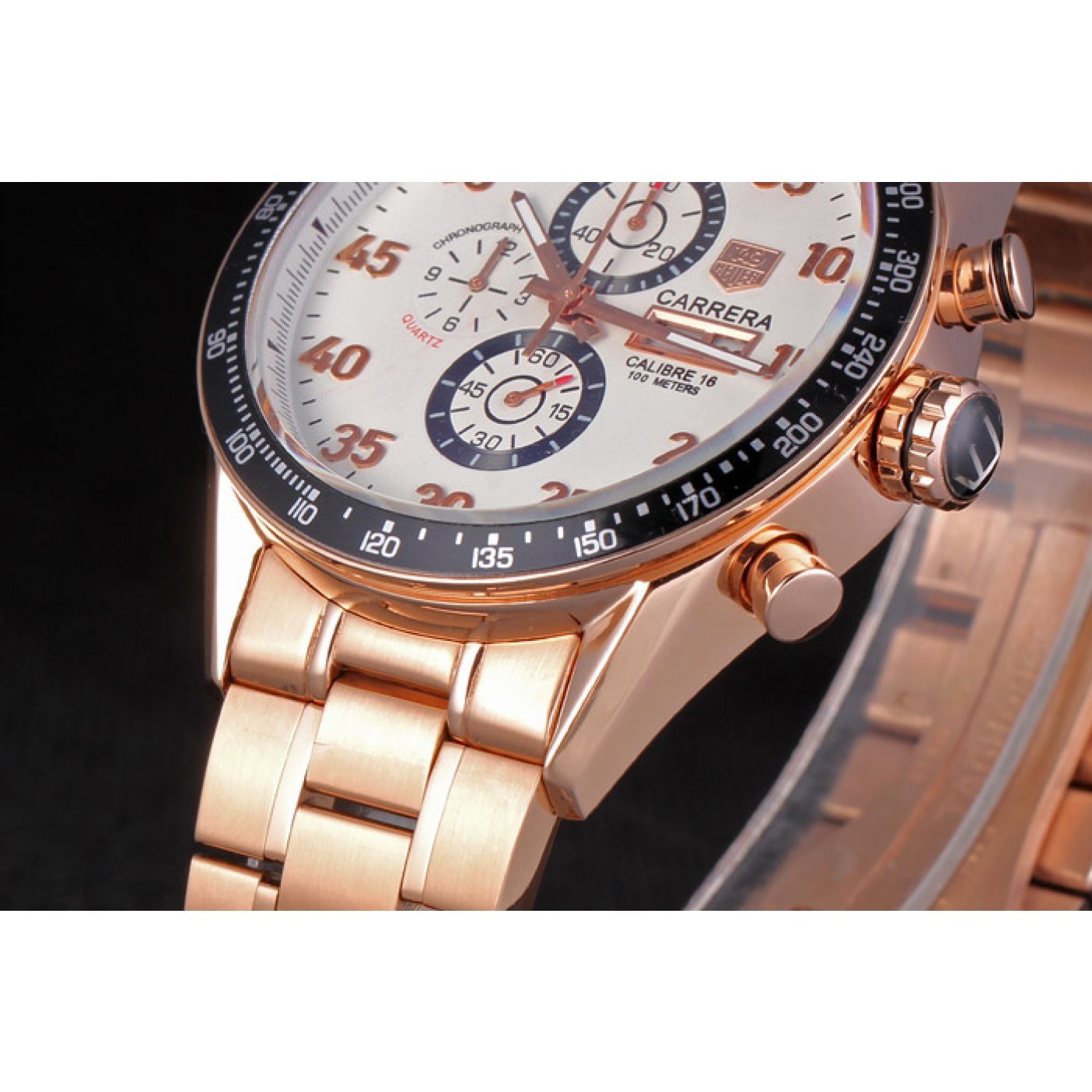 Tag Heuer Carrera Rose Gold Bracelet White Dial 801442