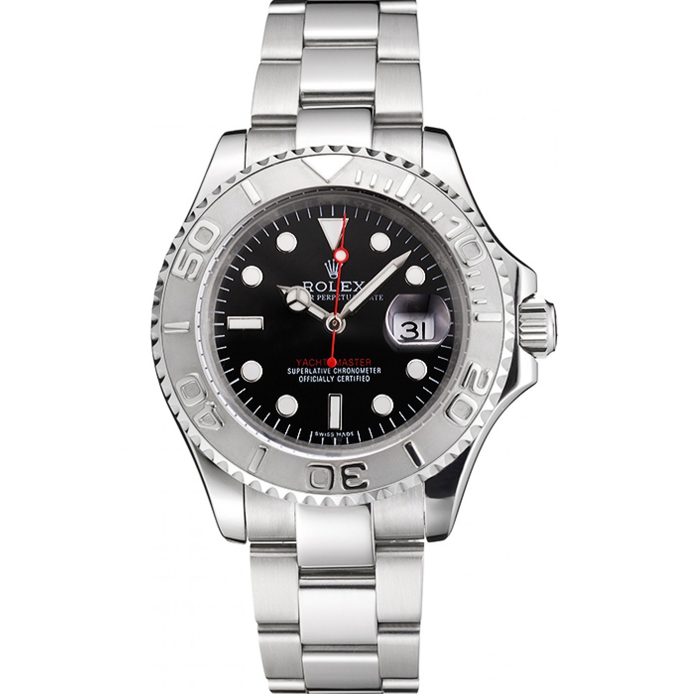 RepTime Watches Swiss Rolex Yacht-Master Black Dial Stainless Steel Case And Bracelet