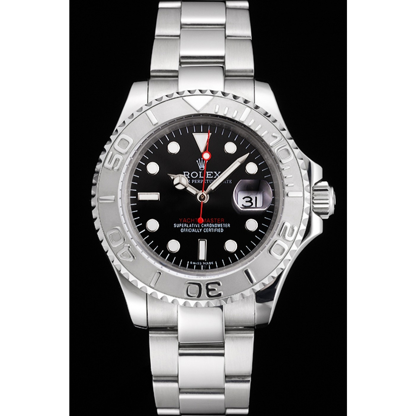 Swiss Rolex Yacht-Master Black Dial Stainless Steel Case And Bracelet