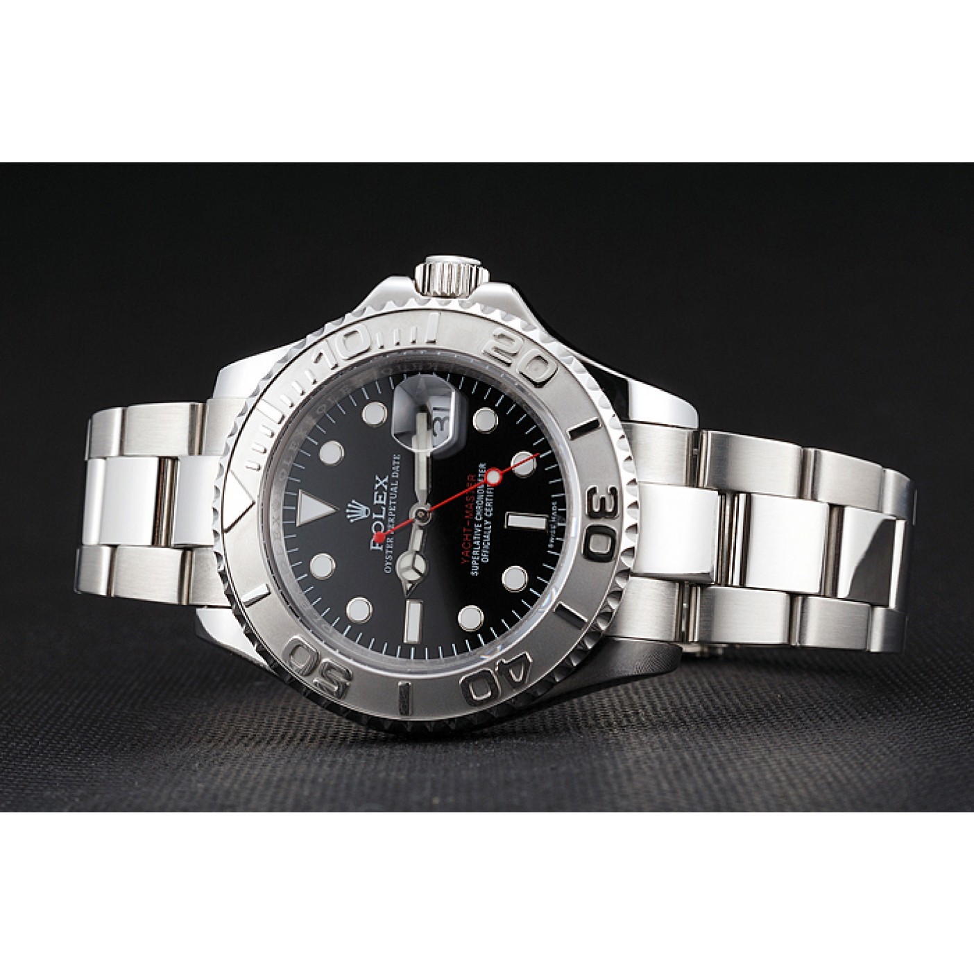 RepTime Watches Swiss Rolex Yacht-Master Black Dial Stainless Steel Case And Bracelet