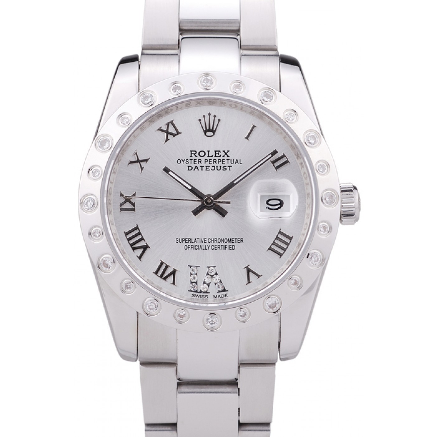 RepTime Watches Rolex Datejust Diamond Bezel Silver Dial 7468