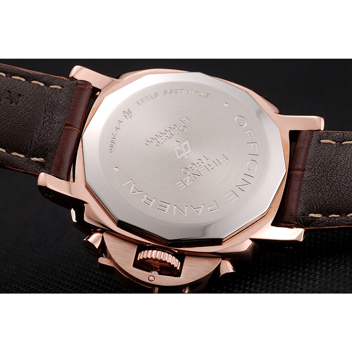 Panerai Radiomir 8 Days Chronograph White Dial Rose Gold Case Brown Leather Strap 1453796