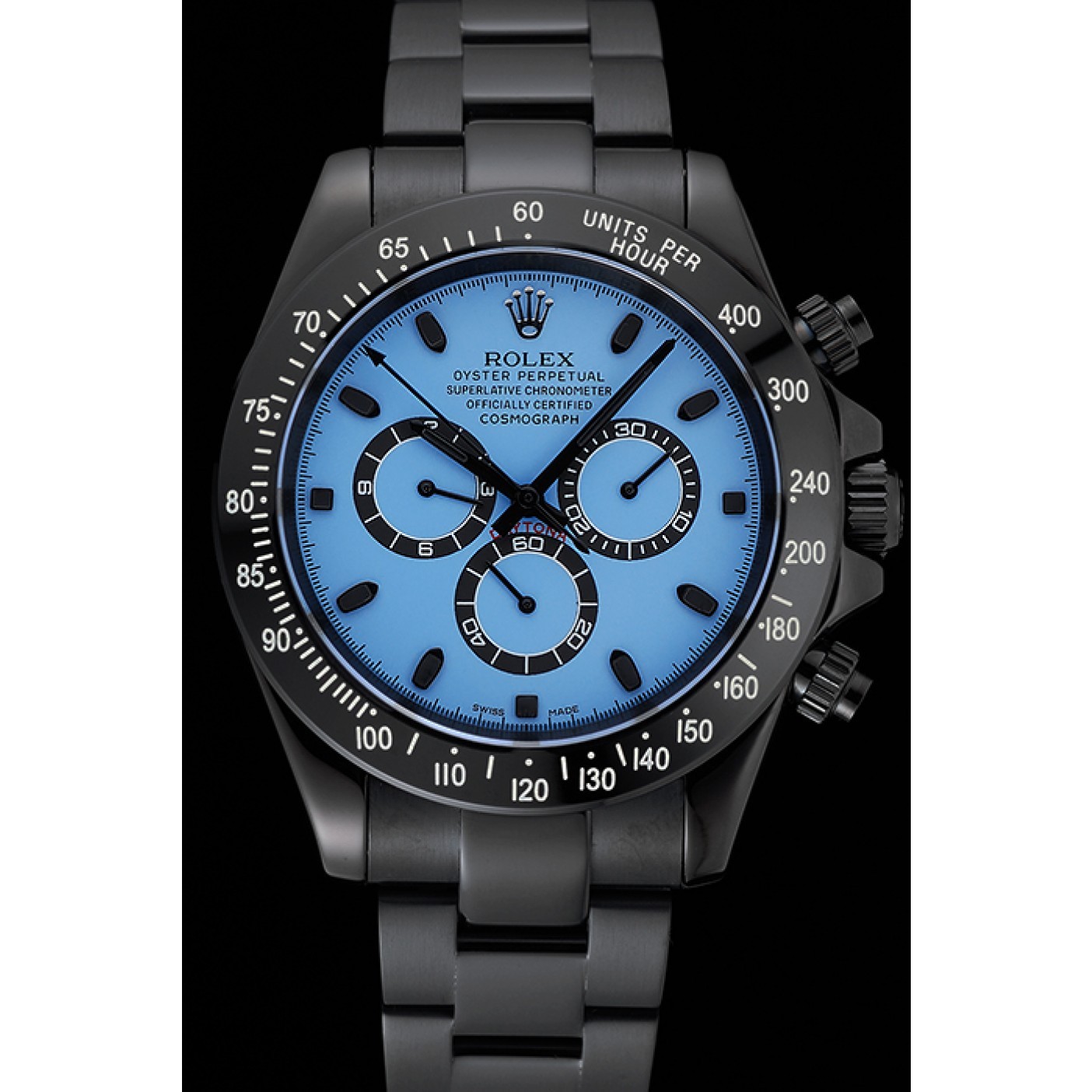 RepTime Watches Rolex Cosmograph Daytona Blue And Black Dial Black Stainless Steel Case And Bracelet 1454250