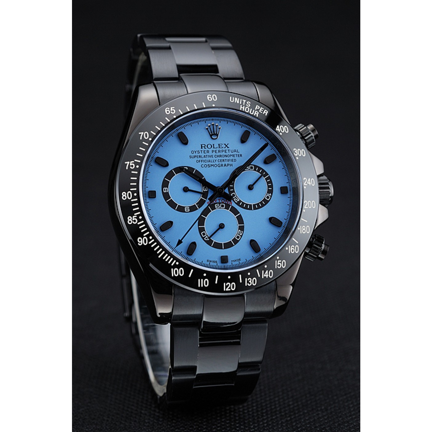 RepTime Watches Rolex Cosmograph Daytona Blue And Black Dial Black Stainless Steel Case And Bracelet 1454250