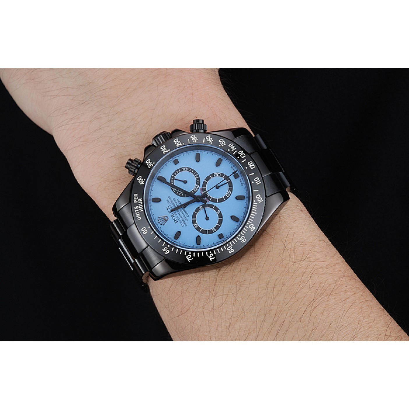 RepTime Watches Rolex Cosmograph Daytona Blue And Black Dial Black Stainless Steel Case And Bracelet 1454250