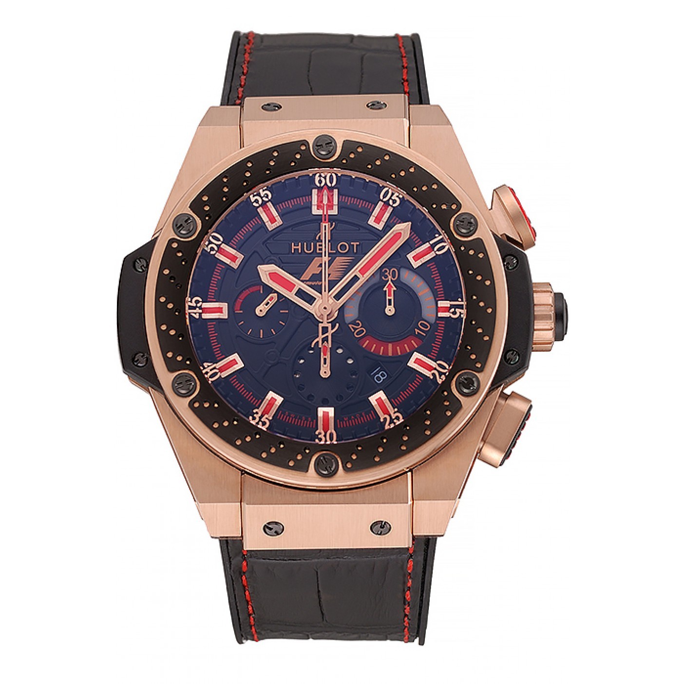 Swiss Hublot Big Bang Limited Edition Formula 1 Black And Red Dial Gold Case Black Strap 62287