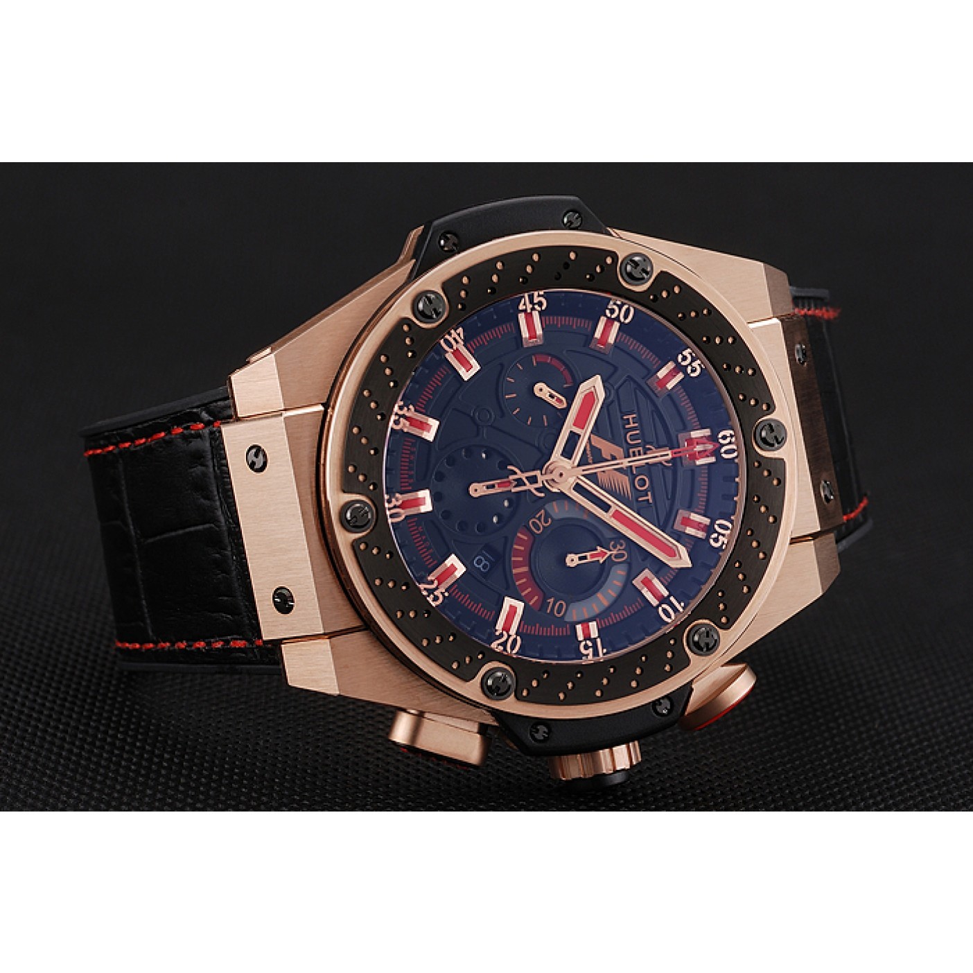 Swiss Hublot Big Bang Limited Edition Formula 1 Black And Red Dial Gold Case Black Strap 62287