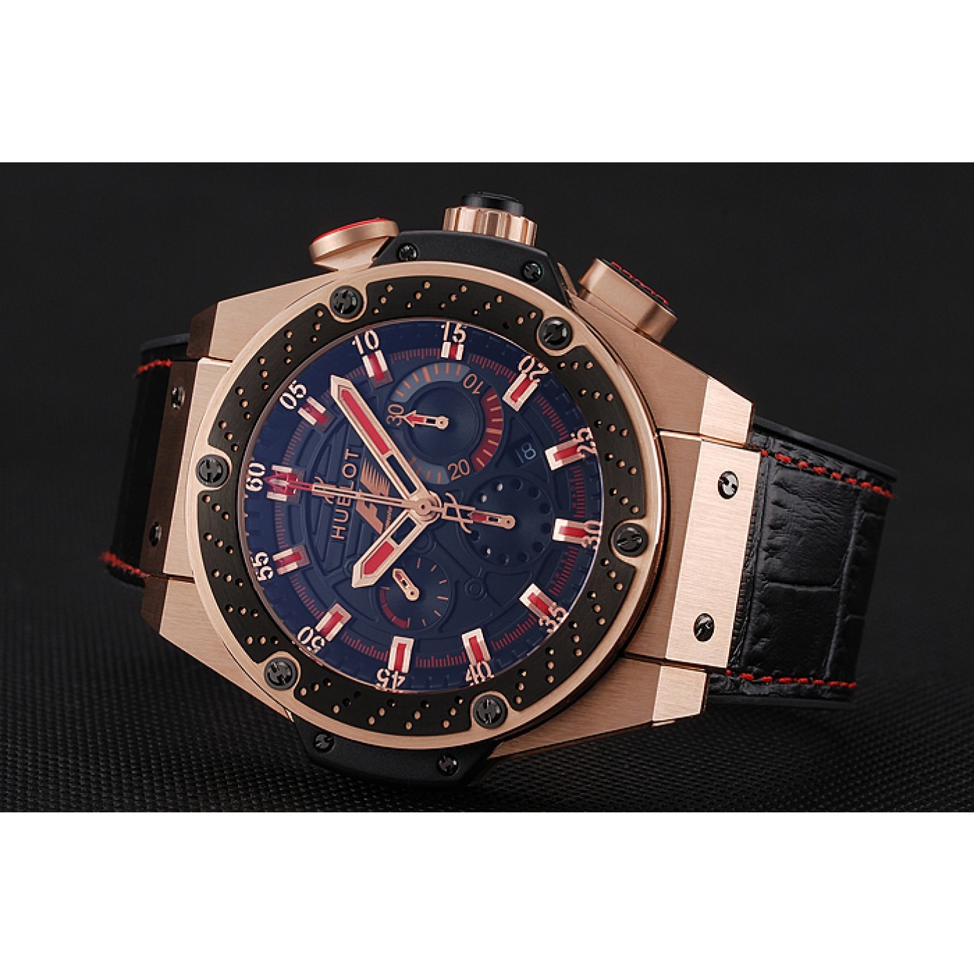 Swiss Hublot Big Bang Limited Edition Formula 1 Black And Red Dial Gold Case Black Strap 62287