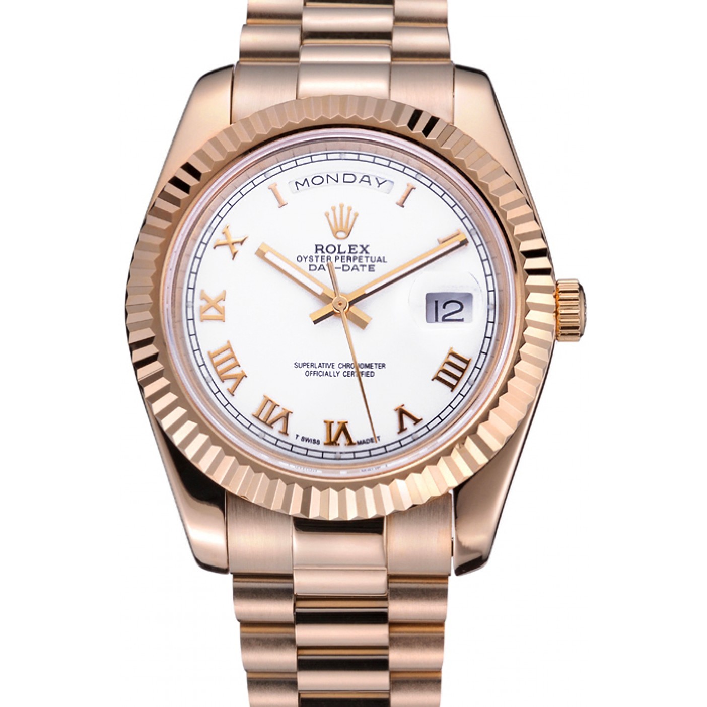 RepTime Watches Rolex Day-Date White Dial Gold Bracelet 622546