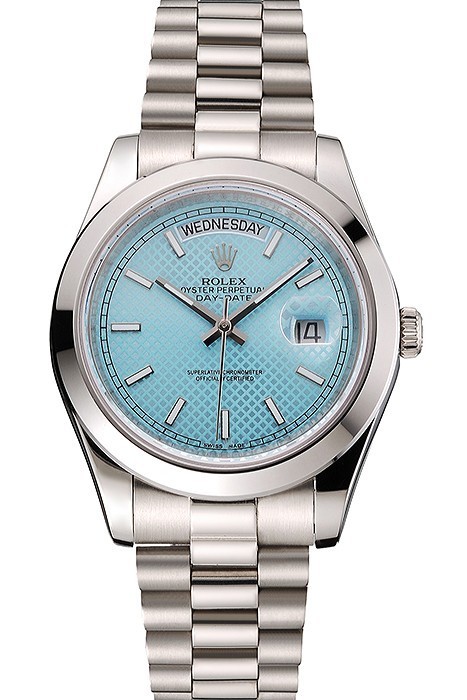 Swiss Rolex Day Date 40 Platinum Ice Blue Dial Stainless Steel Case And Bracelet