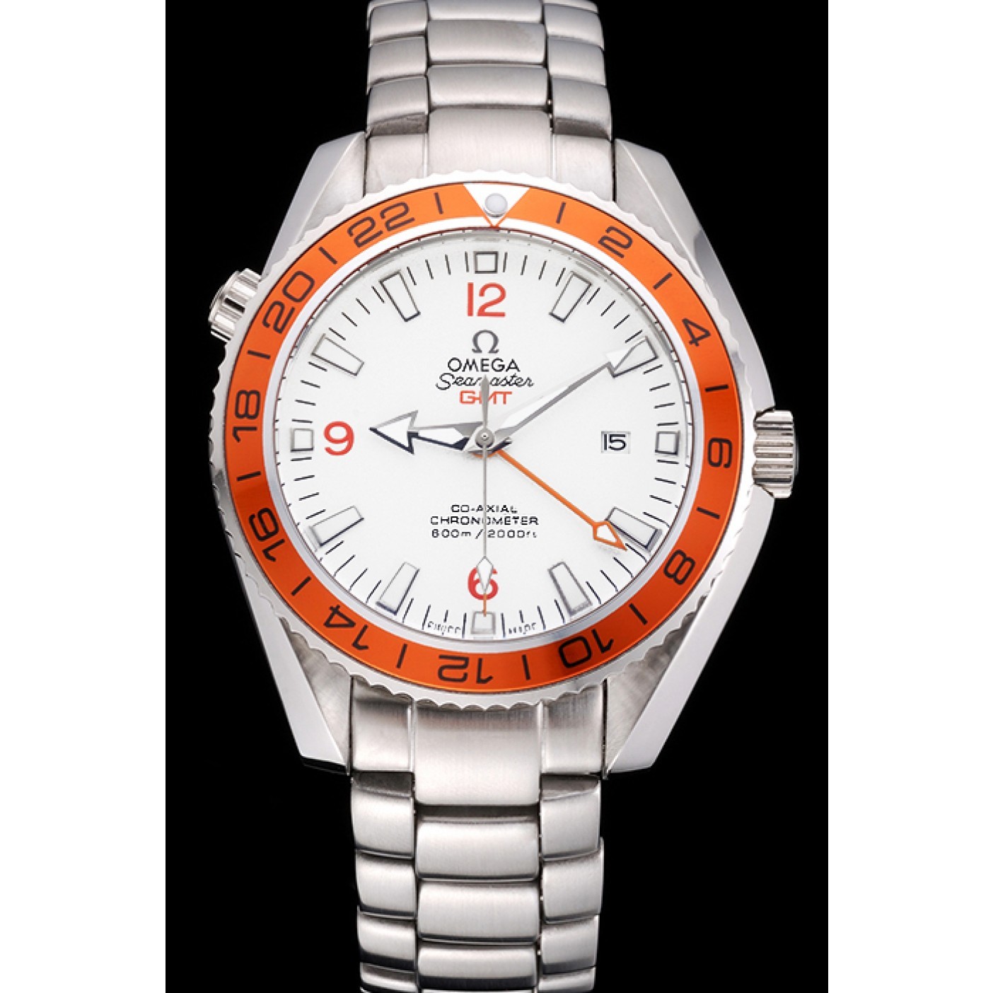 Omega Seamaster GMT White Dial Orange Bezel Stainless Steel Case 622718