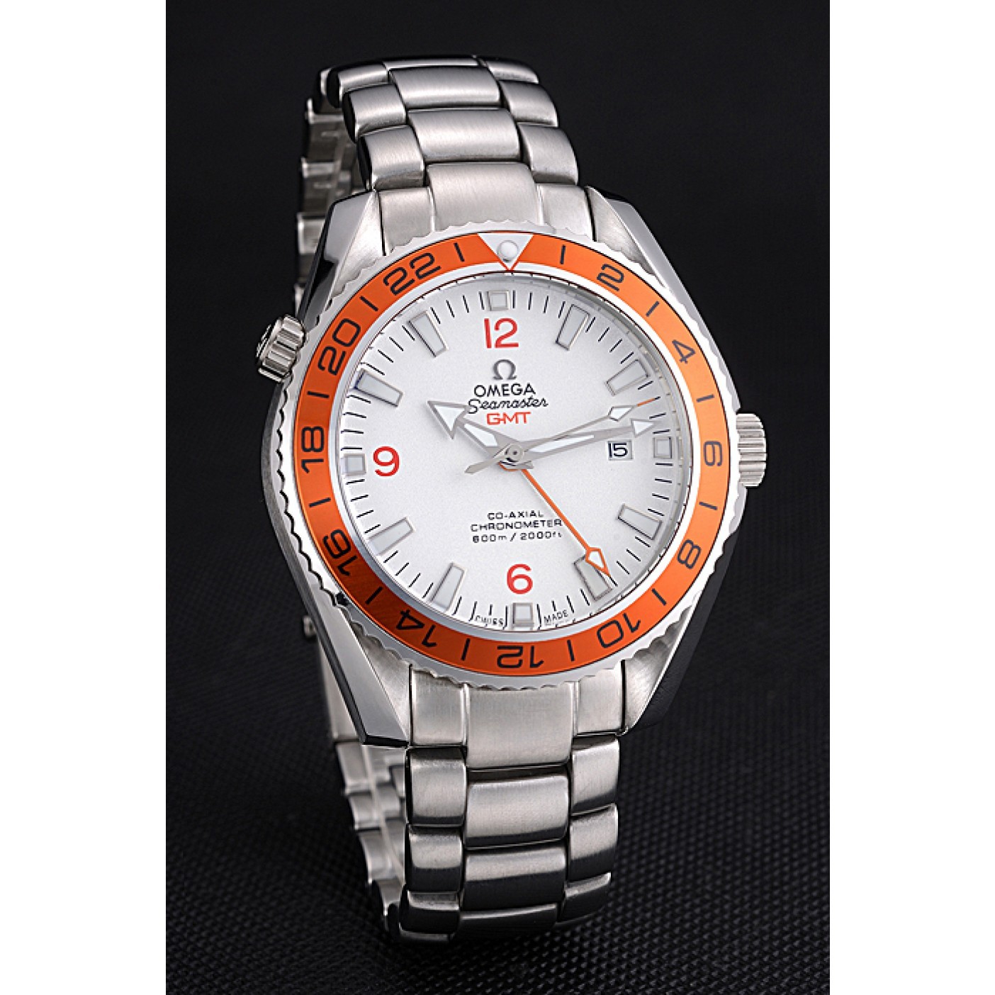 Omega Seamaster GMT White Dial Orange Bezel Stainless Steel Case 622718