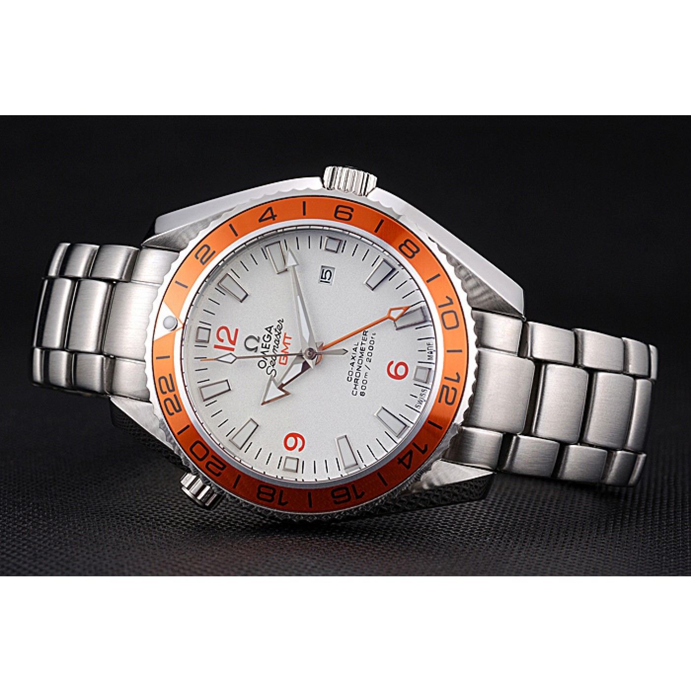 Omega Seamaster GMT White Dial Orange Bezel Stainless Steel Case 622718