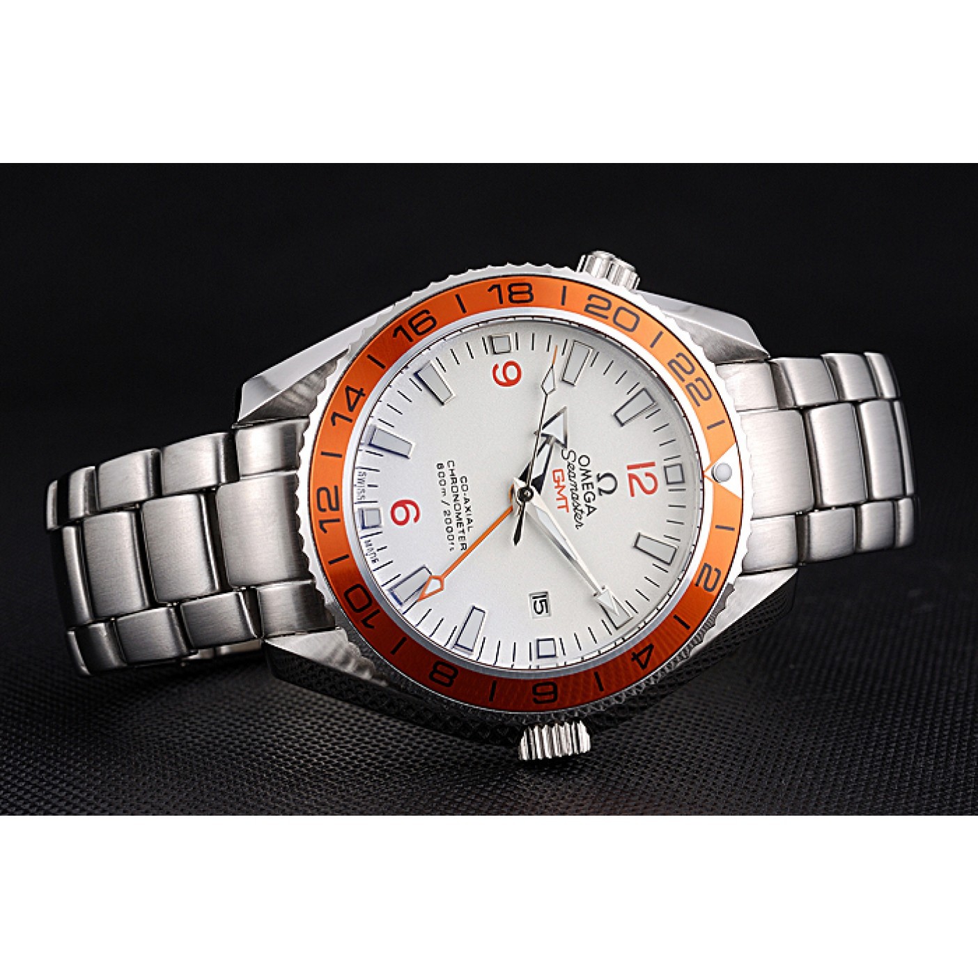 Omega Seamaster GMT White Dial Orange Bezel Stainless Steel Case 622718