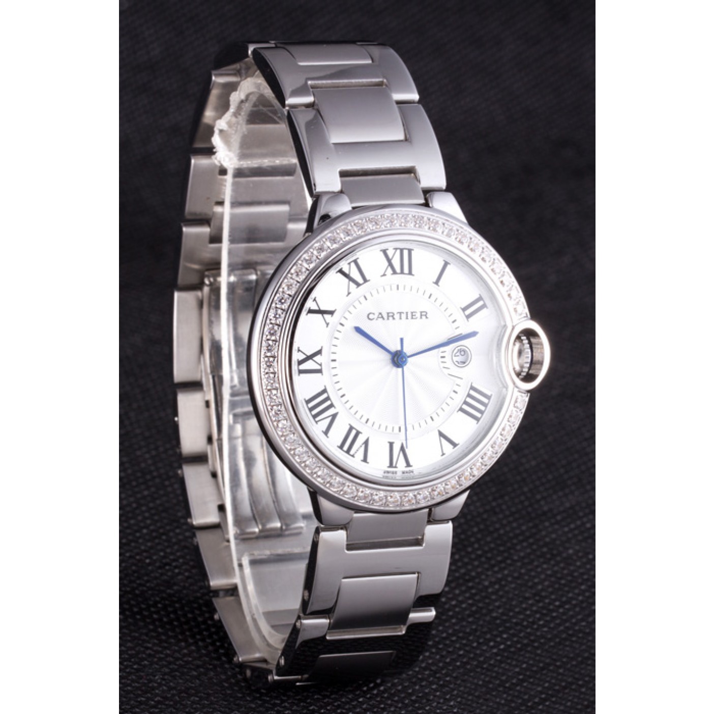 Cartier Ballon Bleu 42mm White Dial Diamonds Stainless Steel Case And Bracelet