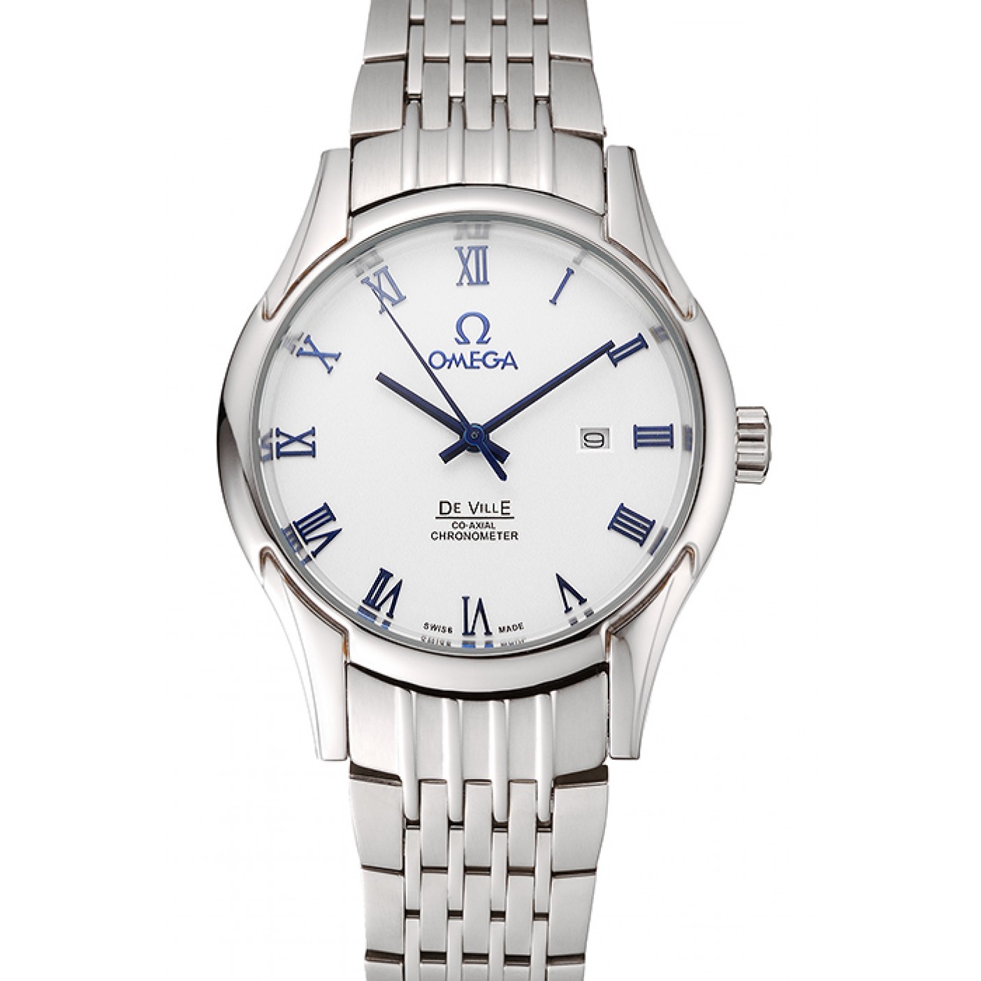 Omega De Ville White Dial Blue Numerals Stainless Steel Case And Bracelet 1453787