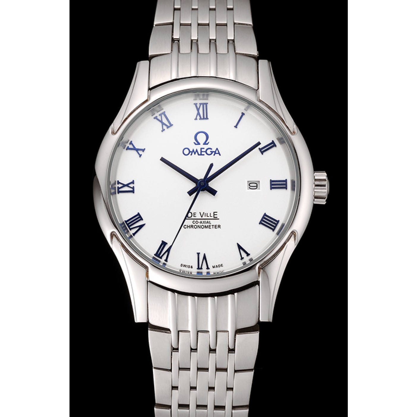 Omega De Ville White Dial Blue Numerals Stainless Steel Case And Bracelet 1453787