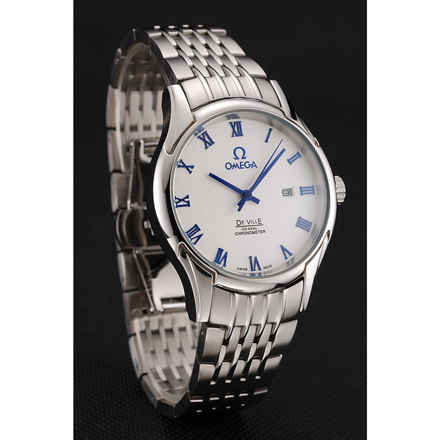 Omega De Ville White Dial Blue Numerals Stainless Steel Case And Bracelet 1453787