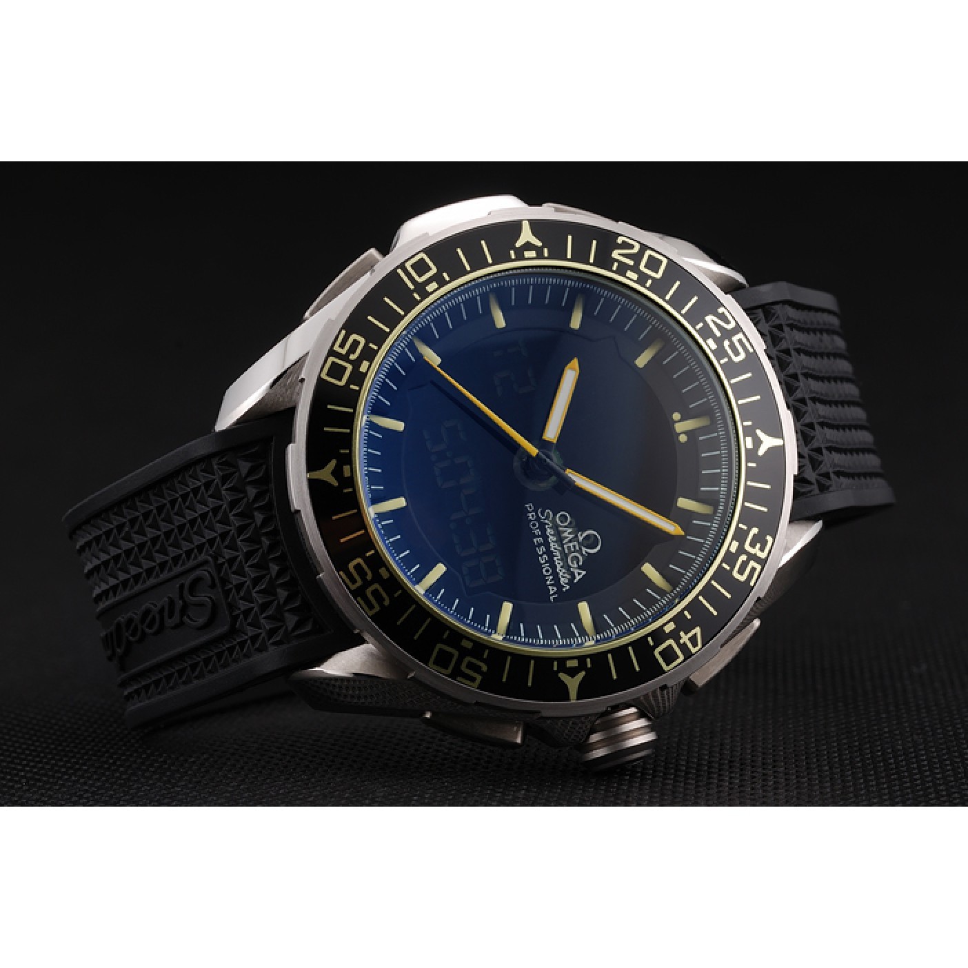 Omega Speedmaster Skywalker X-33 Black Dial Yellow On Black Bezel Stainless Steel Case Black Rubber Strap