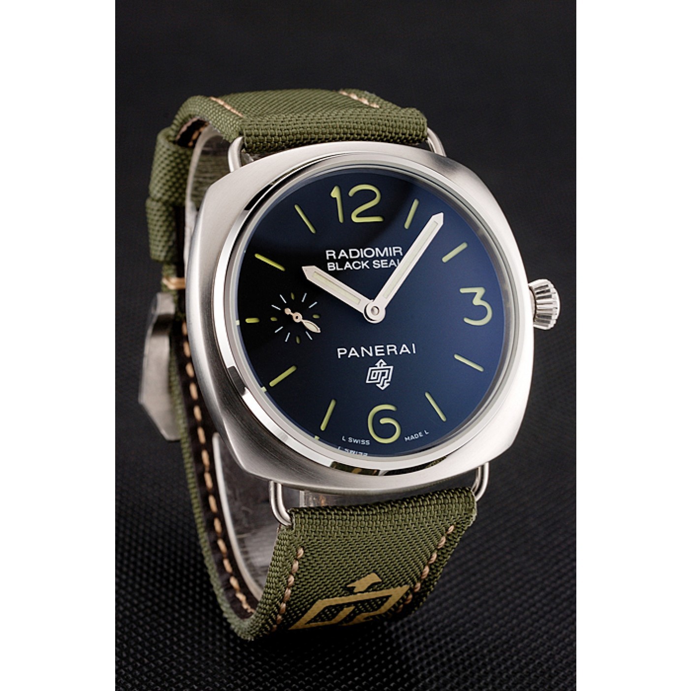 Panerai Radiomir Black Seal Logo Acciaio Black Dial Green Bracelet 1454017