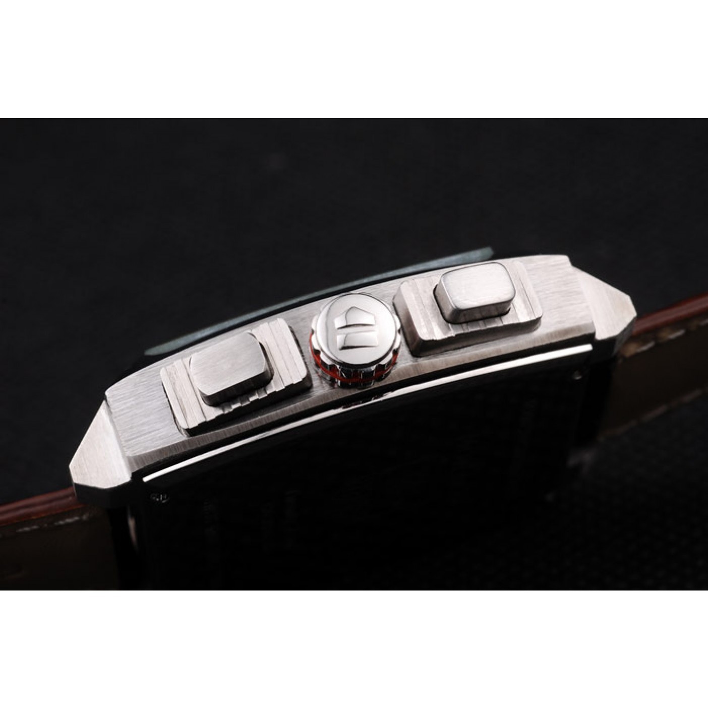 Tag Heuer Monaco Brushed Stainless Steel Case White Dial Brown Leather Strap 98173