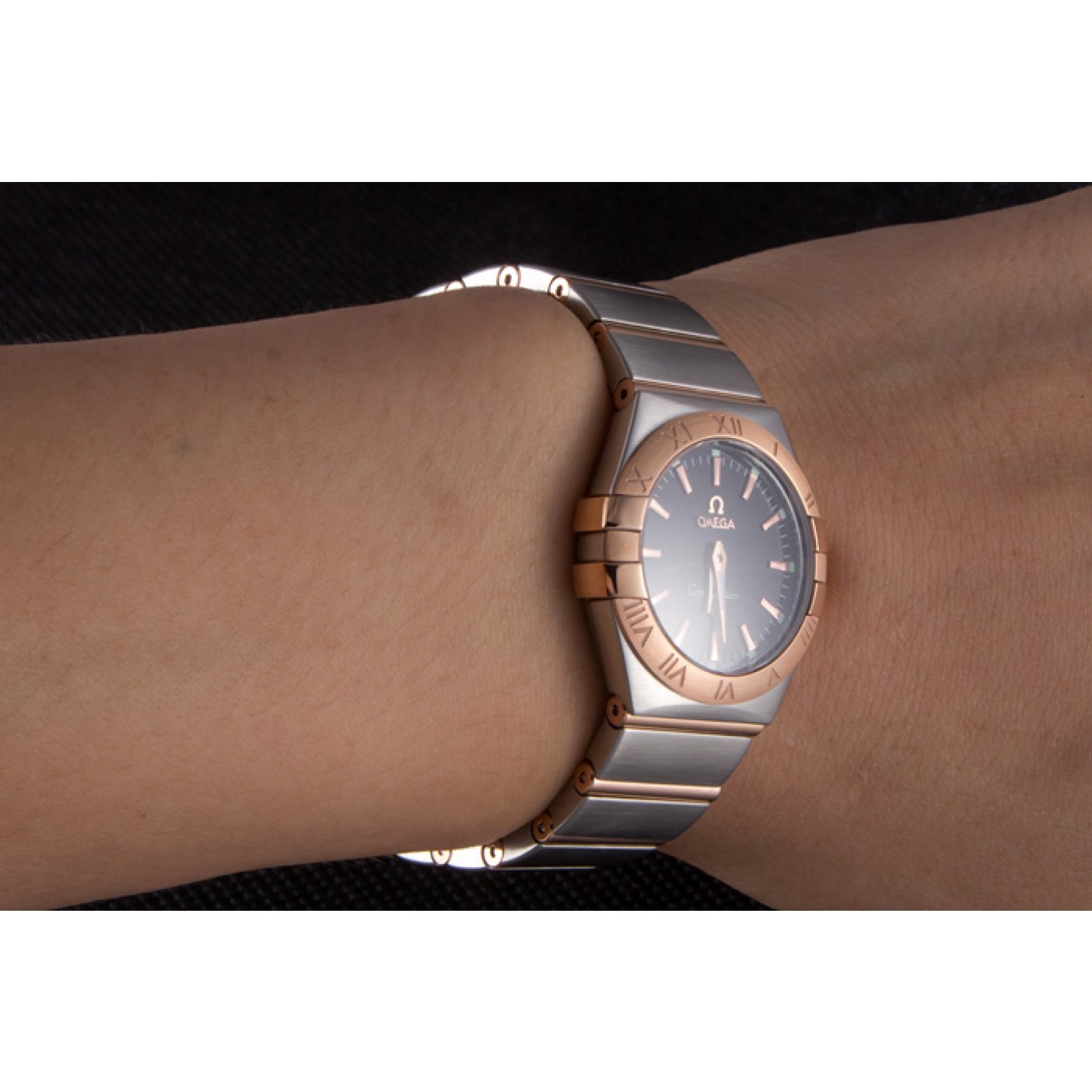 Omega Constellation Rose Gold Bezel Two Tone Band som100 621480