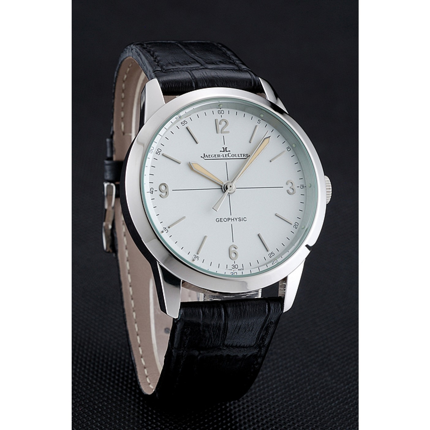 Jaeger LeCoultre Geophysic White Dial Silver Case Black Leather Bracelet 1454040