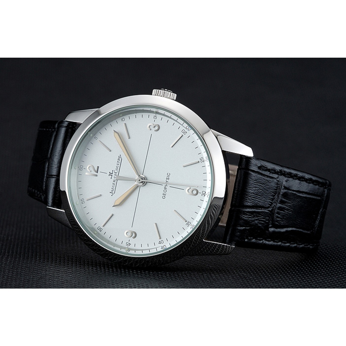 Jaeger LeCoultre Geophysic White Dial Silver Case Black Leather Bracelet 1454040