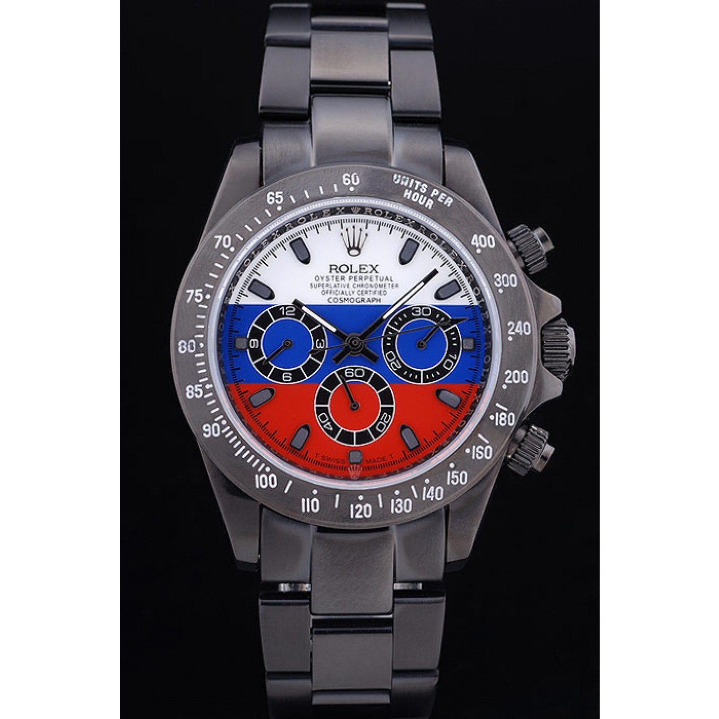 Rolex Cosmograph Daytona Black Bracelet Russian Flag Dial 7472