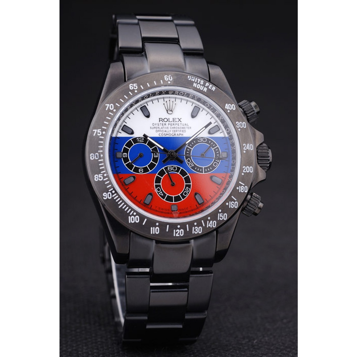 Rolex Cosmograph Daytona Black Bracelet Russian Flag Dial 7472