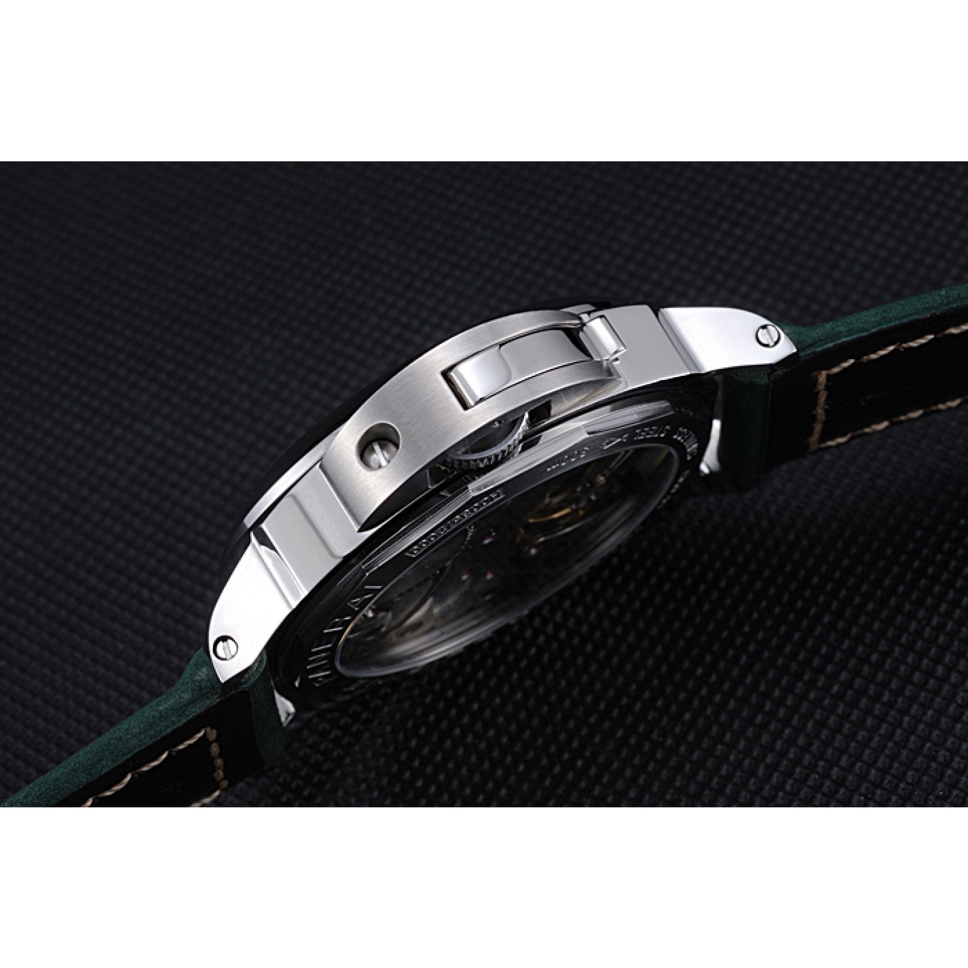 Panerai Luminor Marina Polished Stainless Steel Bezel Green Leather Bracelet 622310