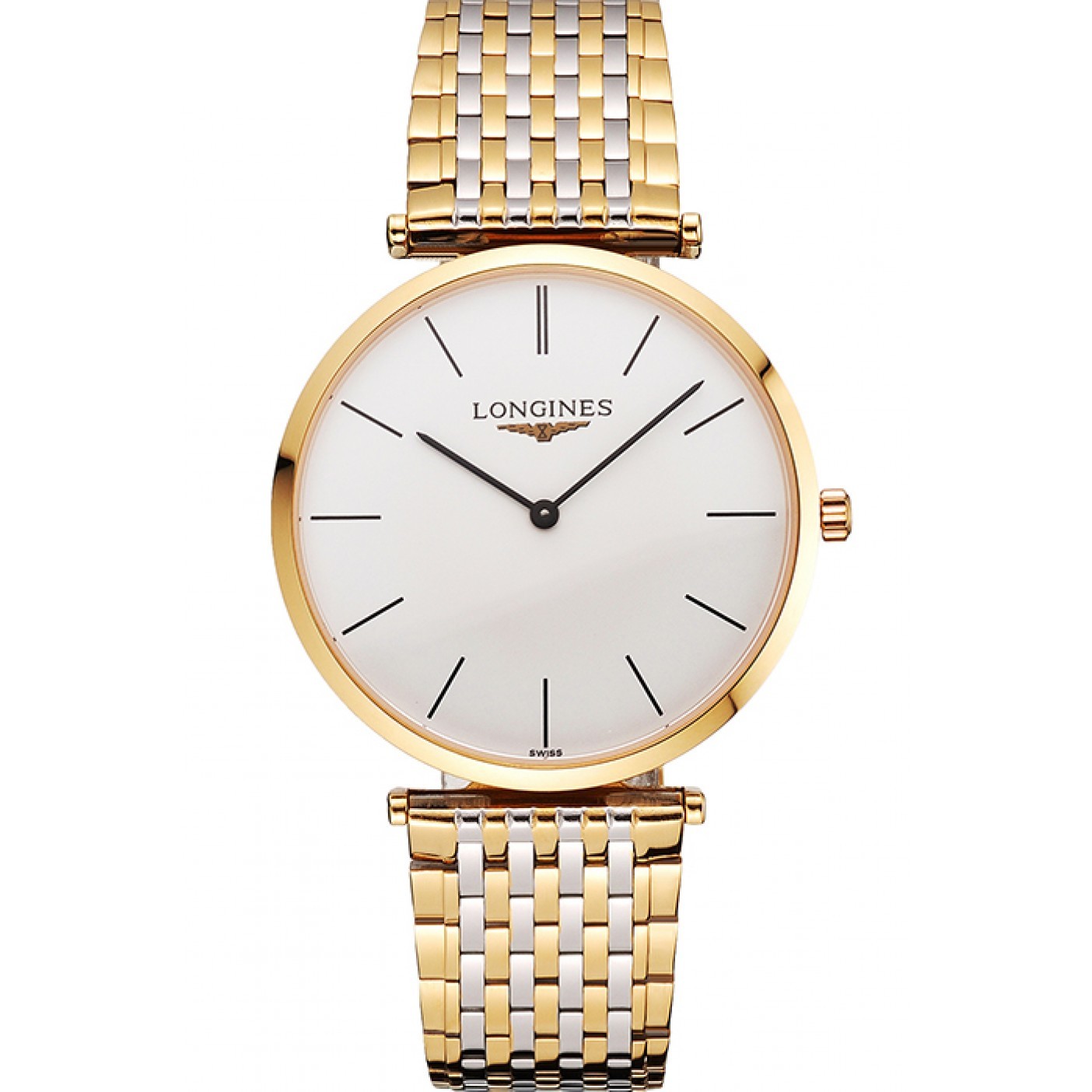 Swiss Longines Grande Classique White Dial Gold Case Two Tone Bracelet