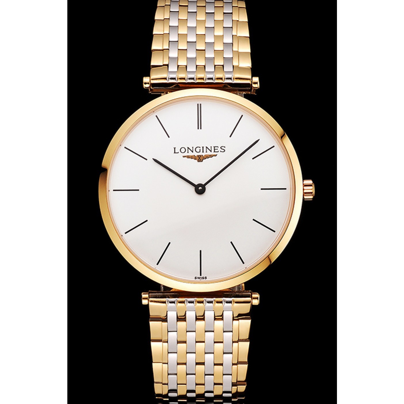 Swiss Longines Grande Classique White Dial Gold Case Two Tone Bracelet