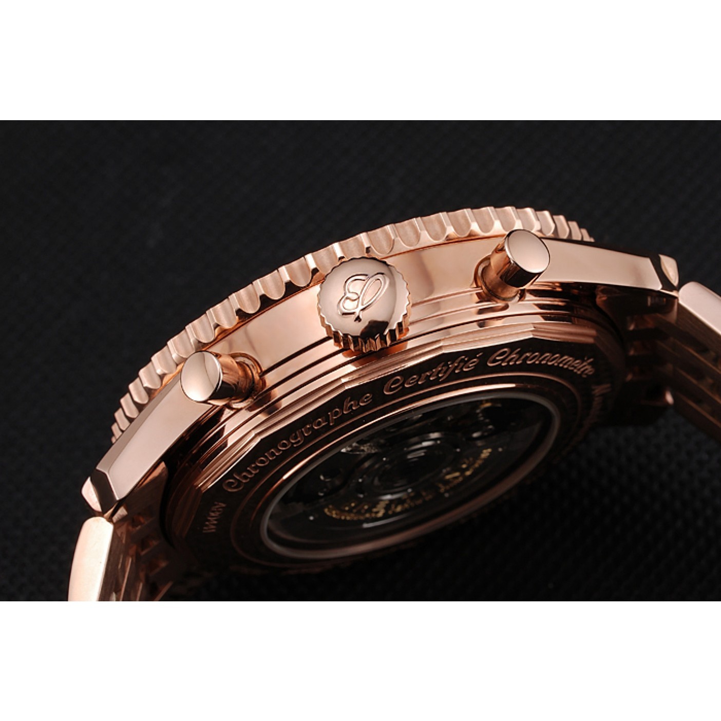 Swiss Breitling Navitimer Black Dial Rose Gold Case And Bracelet