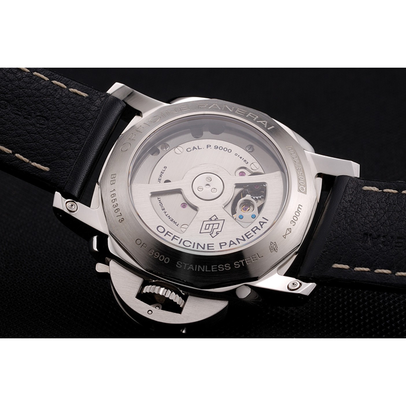 Swiss Panerai Luminor Marina 3 Days White Dial Stainless Steel Case Black Leather Strap