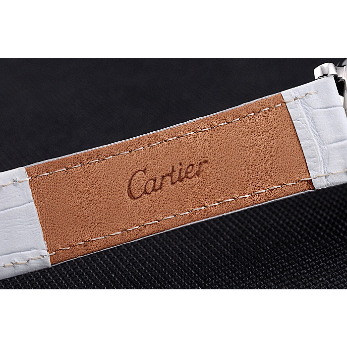 Cartier Ronde Second Time Zone White Dial Stainless Steel Case With Diamonds White Leather Strap 622803