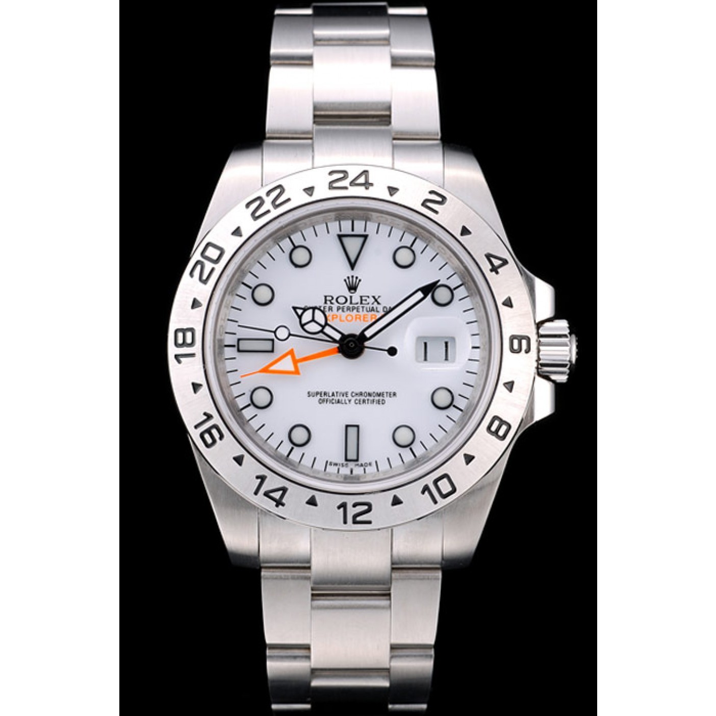 Rolex Swiss Explorer Stainless Steel Bezel White Dial Watch