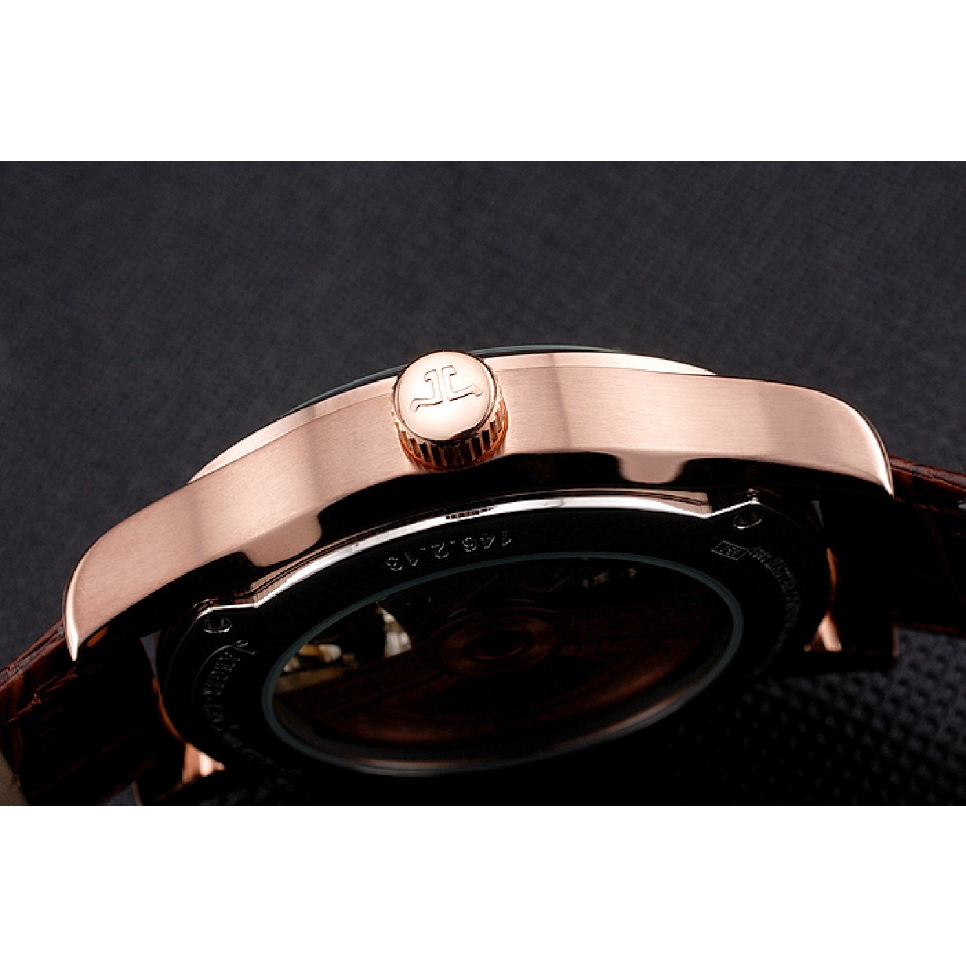 Jaeger LeCoultre Master Moonphase Tourbillon White Dial Rose Gold Case Brown Leather Strap