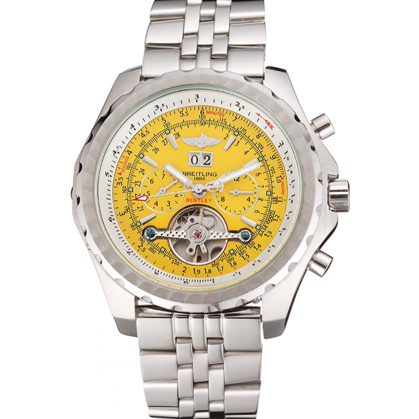 Breitling Bentley Mulliner Tourbillon Yellow Dial Stainless Steel Case And Bracelet 622734